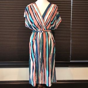 lost + wander striped midi dress